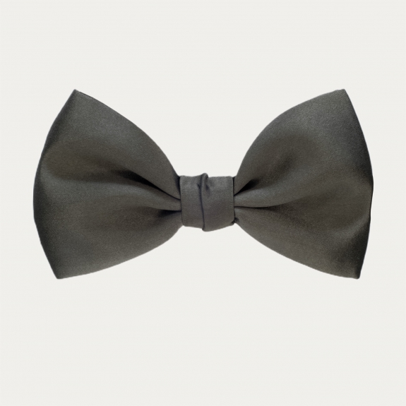 Olive green silk satin men's pre-tied bow tie