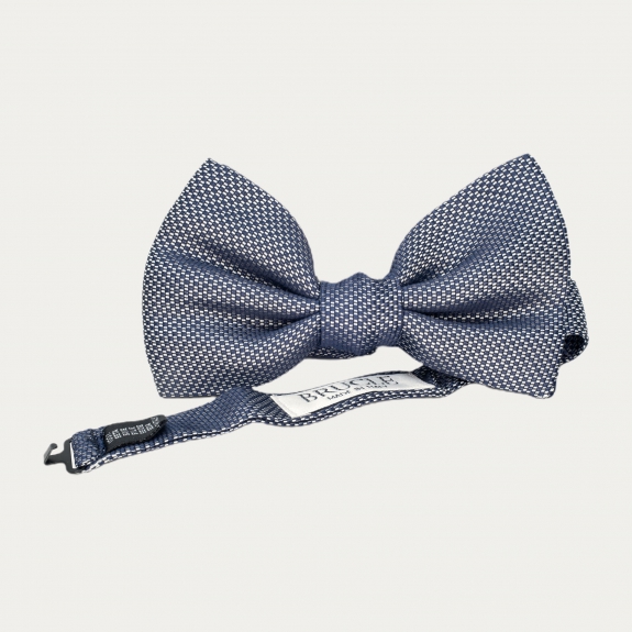 Men's blue and white silk bow tie