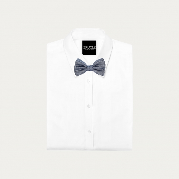 Men's blue and white silk bow tie