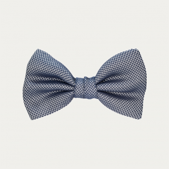 Men's blue and white silk bow tie