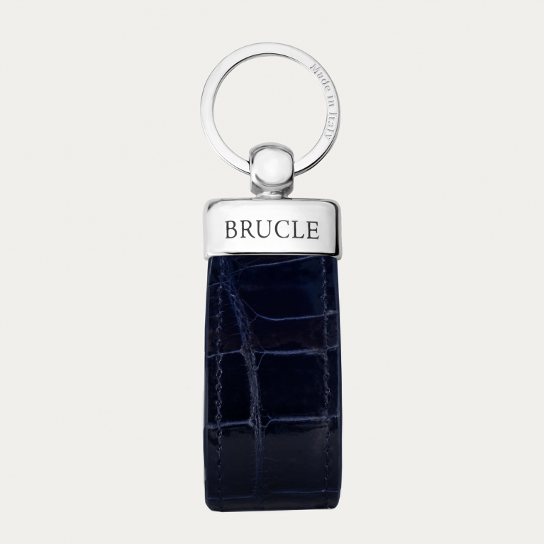 Blue glossy crocodile keychain