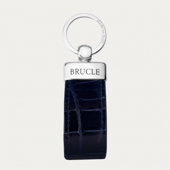 Blue glossy crocodile keychain