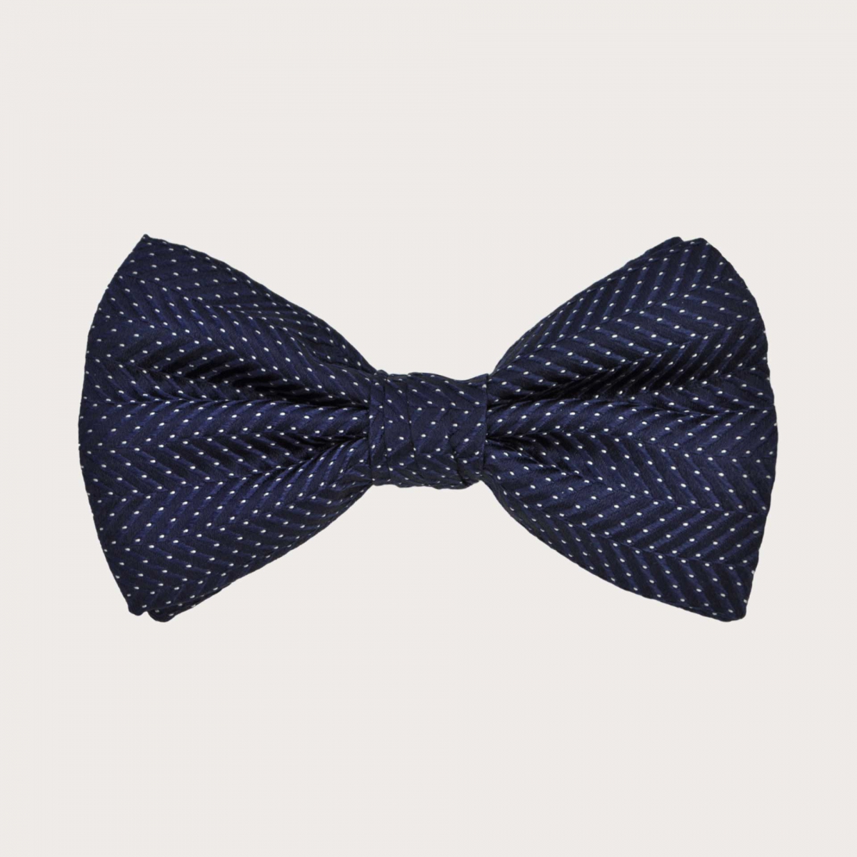 Spotted blue silk self-tie bow tie