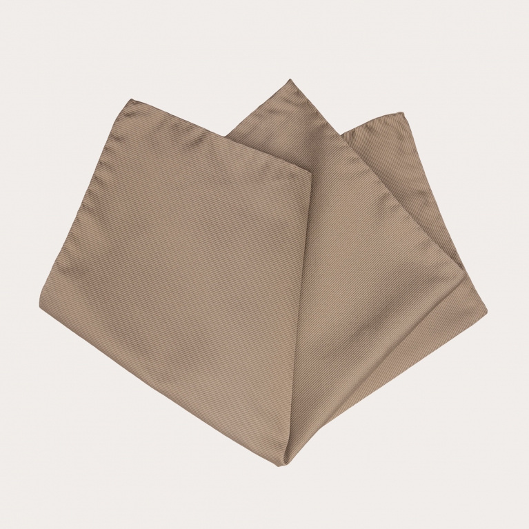 Men's silk pocket square in ecru