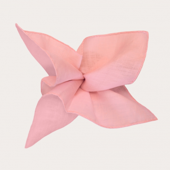 Pink linen pocket square