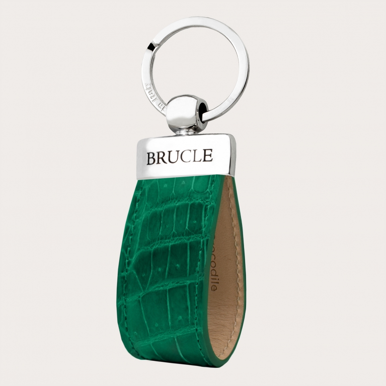 Glossy green crocodile keychain