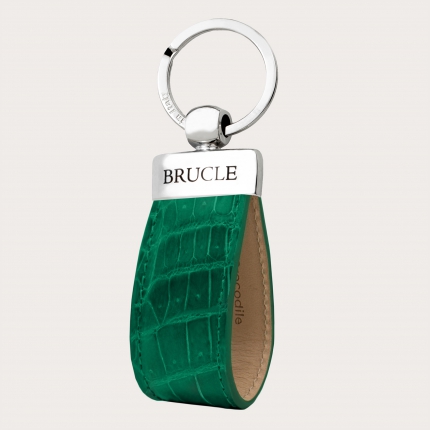 Glossy green crocodile keychain