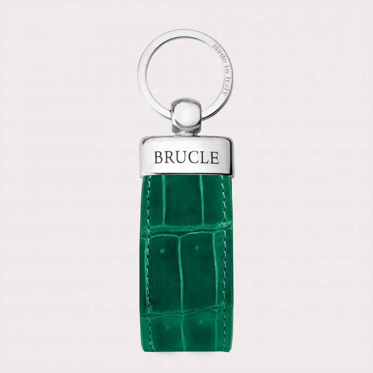 Glossy green crocodile keychain