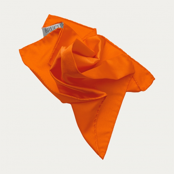 Orange silk men's pocket square