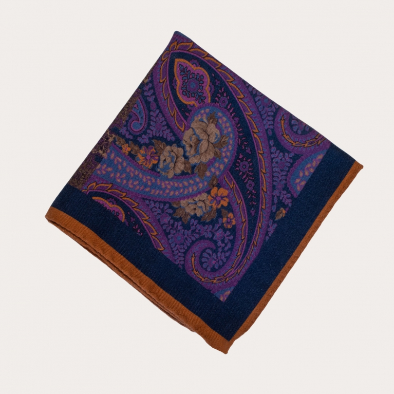 Pañuelo de bolsillo paisley corbata azul