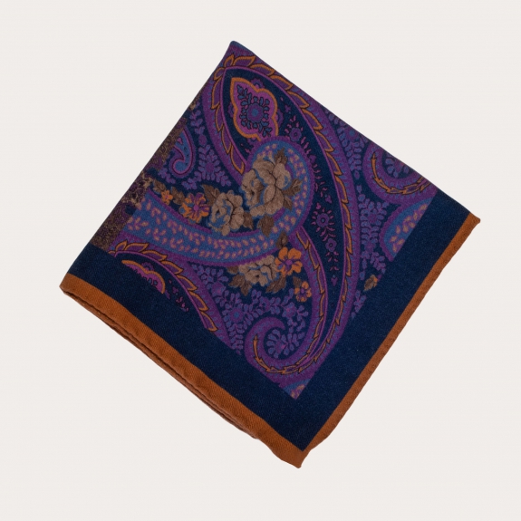 Men's paisley tie blue pocket square