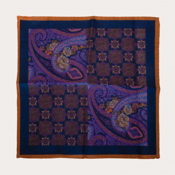 Men's paisley tie blue pocket square