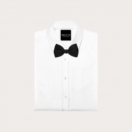 Self-tie black silk satin bow tie