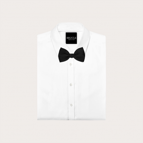 Self-tie black silk satin bow tie