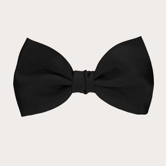 Self-tie black silk satin bow tie