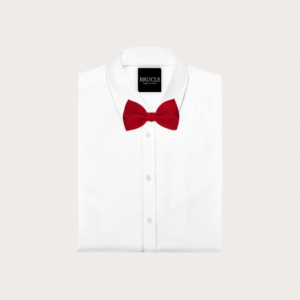 Self-tie red silk satin bow tie