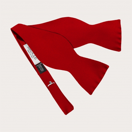 Self-tie red silk satin bow tie