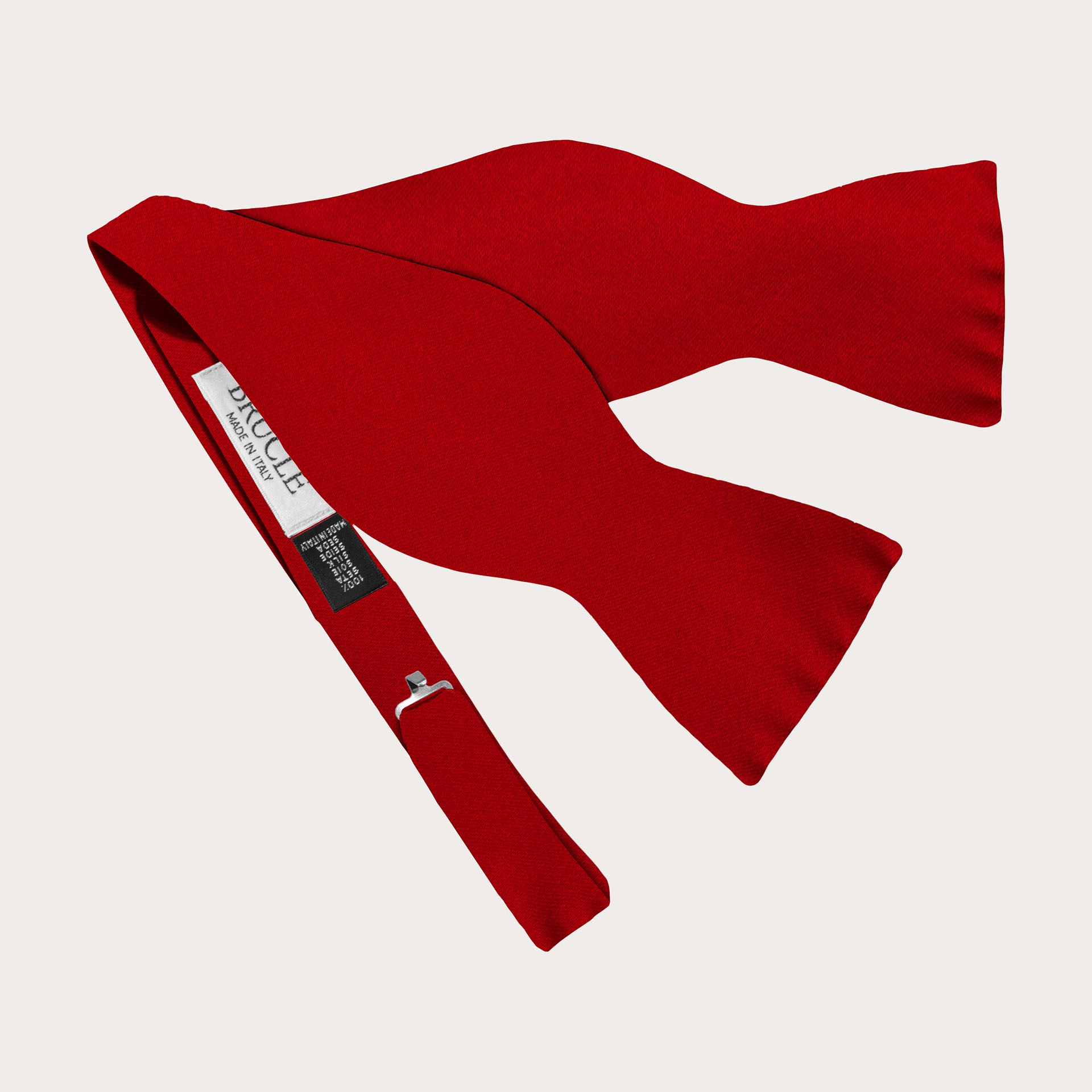 Self-tie red silk satin bow tie