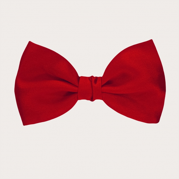 Self-tie red silk satin bow tie