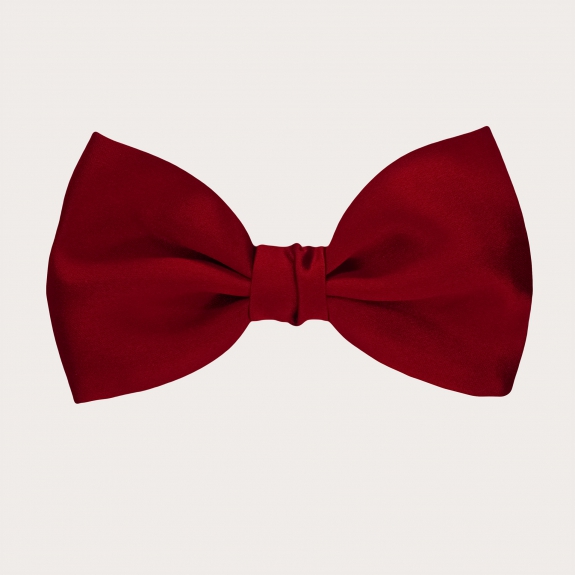 Burgundy silk satin self-tie bow tie