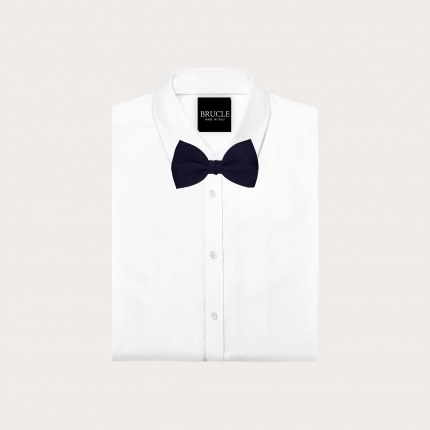 Navy blue silk satin self-tie bow tie