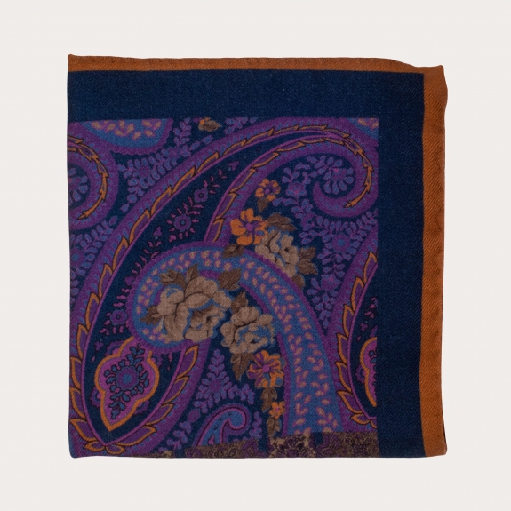 Men's paisley tie blue pocket square