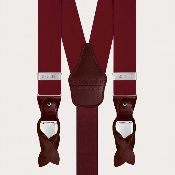 Burgundy Silk Satin Suspender and Tie Set