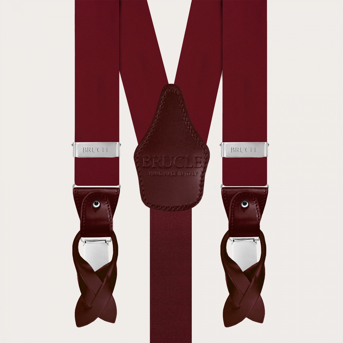 Burgundy Silk Satin Suspender and Tie Set