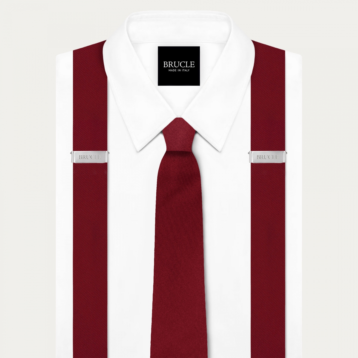 Burgundy Silk Satin Suspender and Tie Set