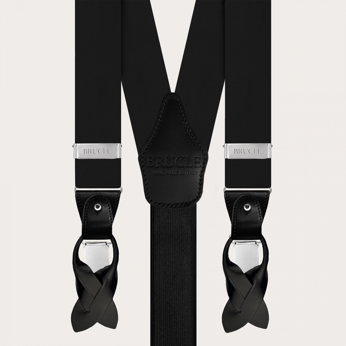 Black Silk Satin Suspenders and Tie Set