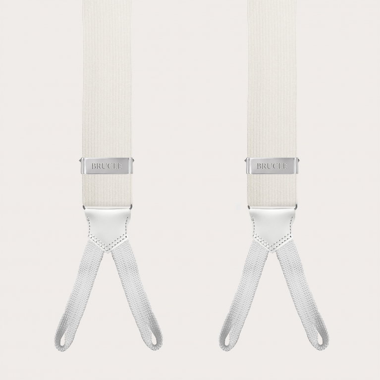 Formal silk suspenders with braid runners, white