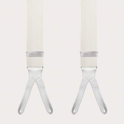 Formal silk suspenders with braid runners, white