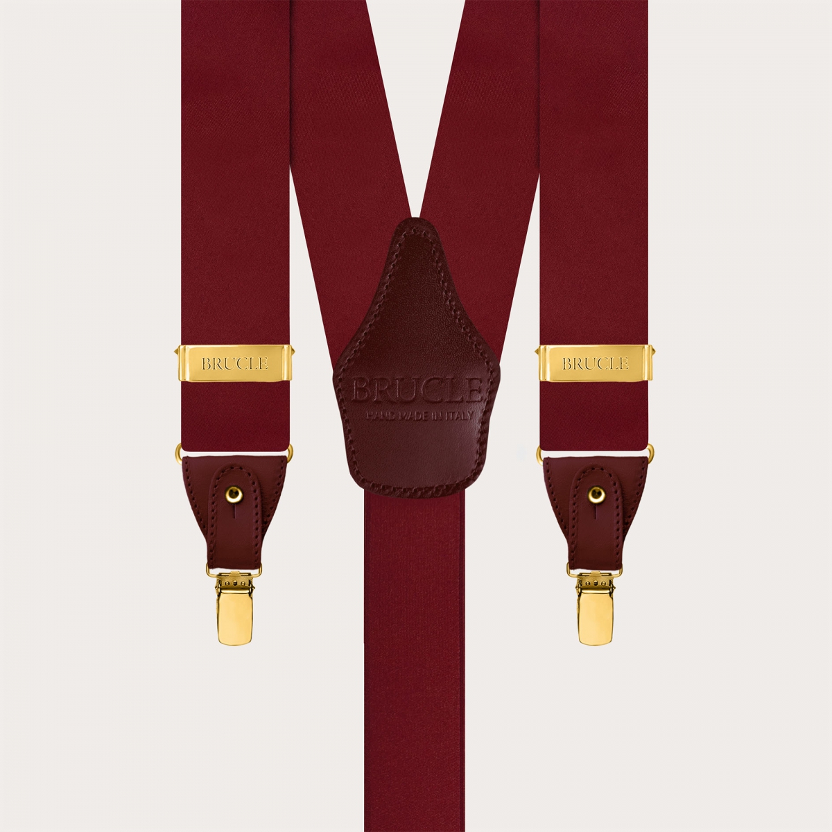 Men's Bordeaux Silk Suspenders for Buttons or Gold Clips