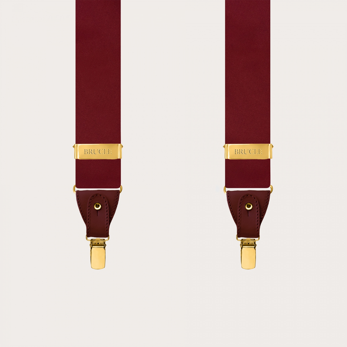 Men's Bordeaux Silk Suspenders for Buttons or Gold Clips