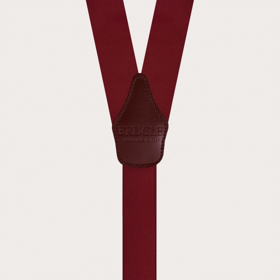 Men's Bordeaux Silk Suspenders for Buttons or Gold Clips