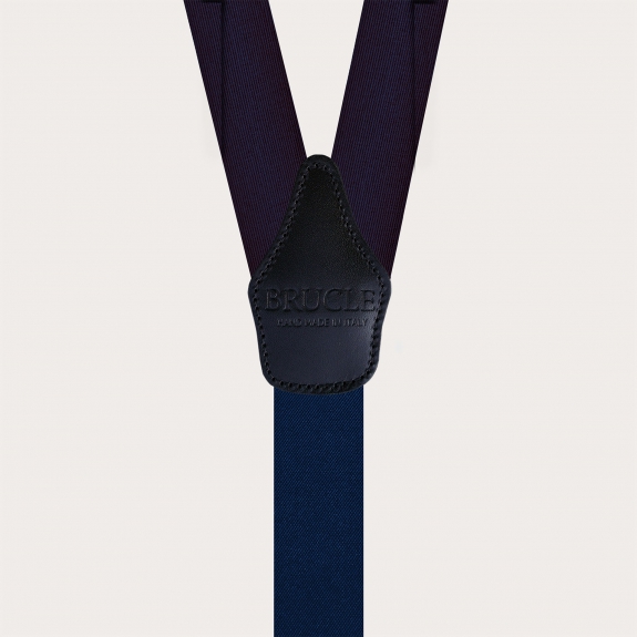 Blue silk suspenders with buttonholes