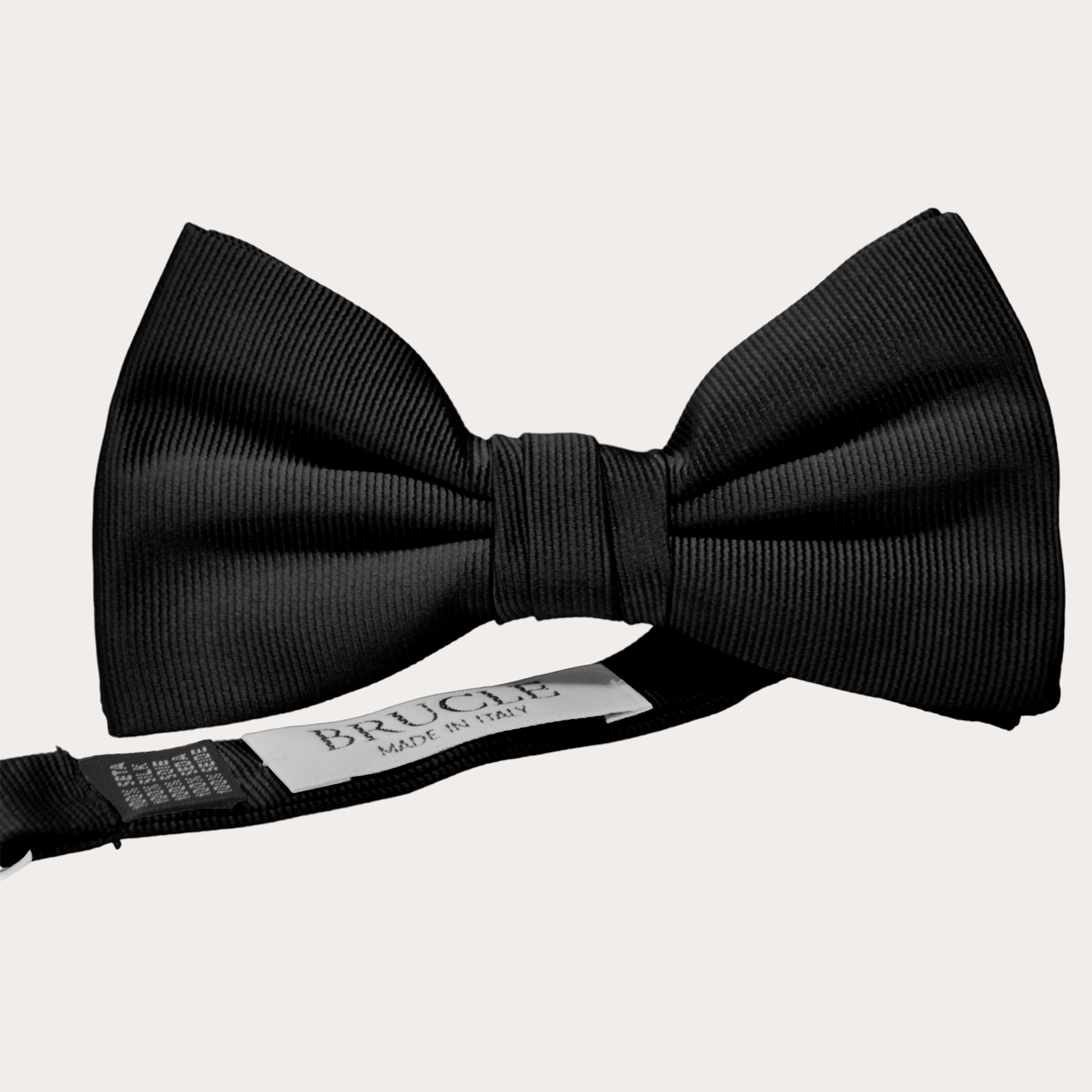 Black jacquard silk bow tie with vertical stripes