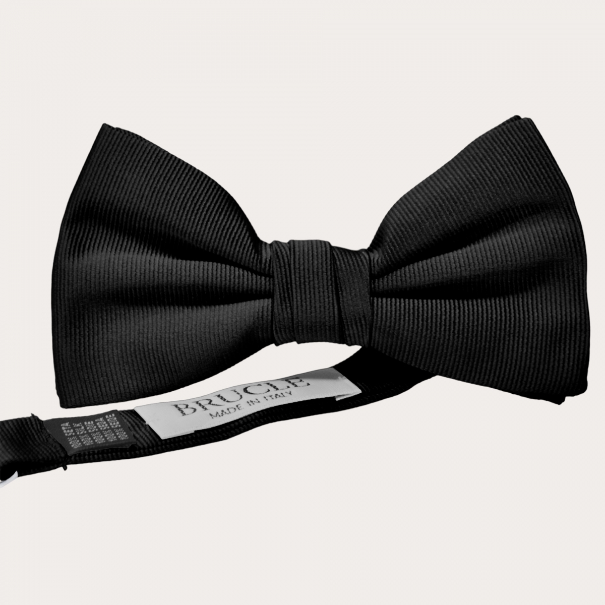 Black jacquard silk bow tie with vertical stripes