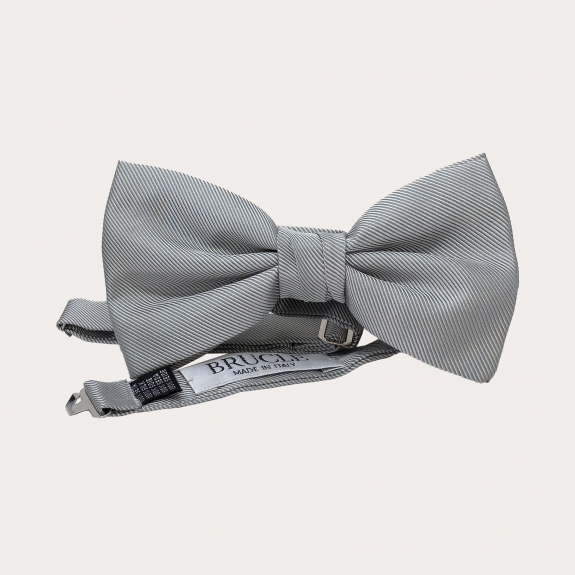 Grey jacquard silk bow tie