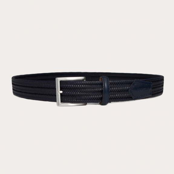 copy of Braided elastic belt in navy blue bonded leather