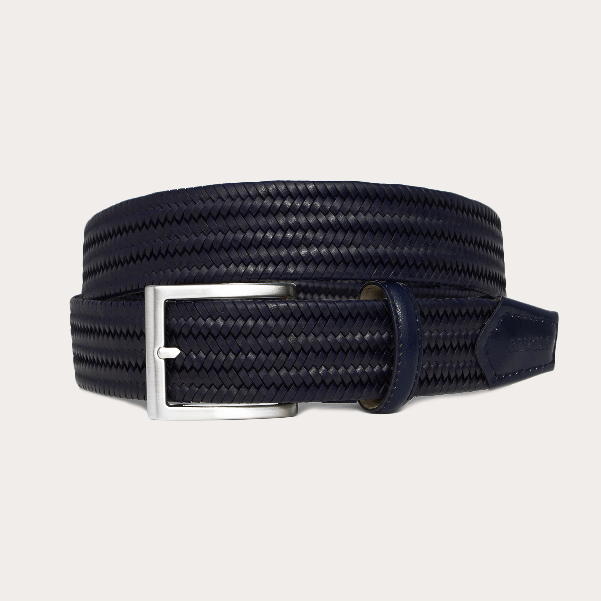 copy of Braided elastic belt in navy blue bonded leather