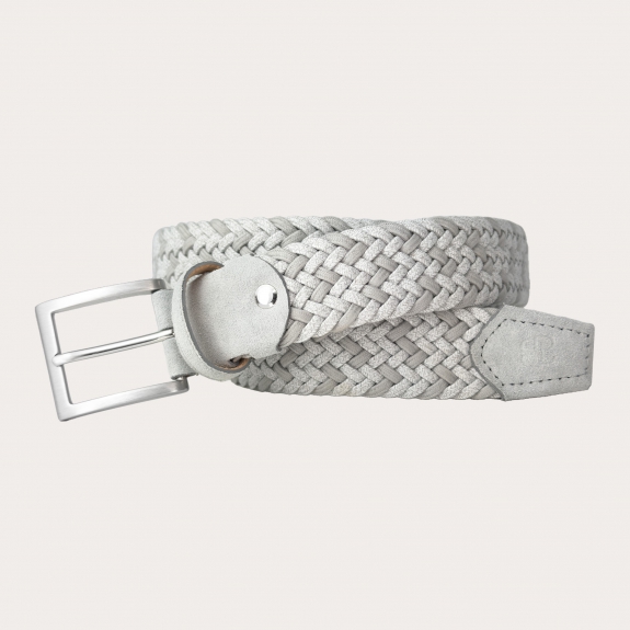 Ceinture tressée élastique extra longue gris clair