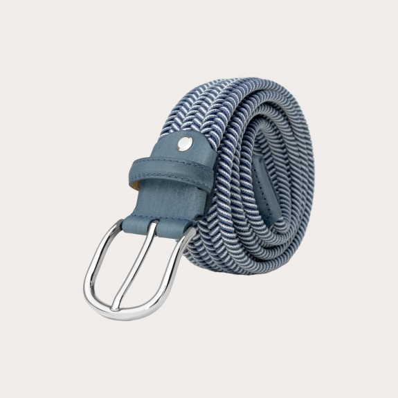 Ceinture élastique extra longue sans nickel bleu jean et blanche