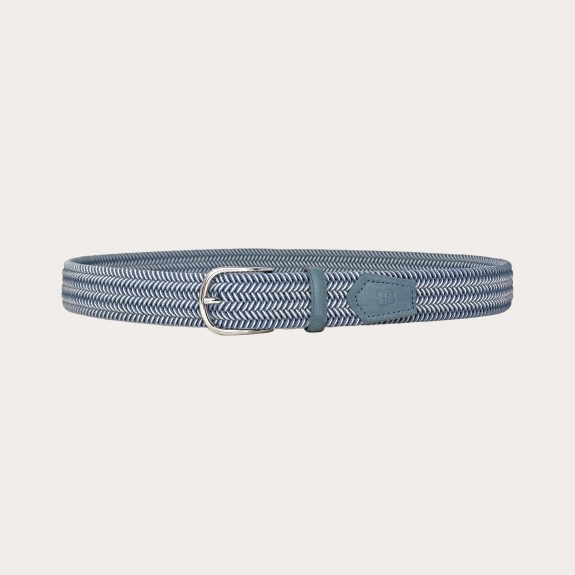 Ceinture élastique extra longue sans nickel bleu jean et blanche