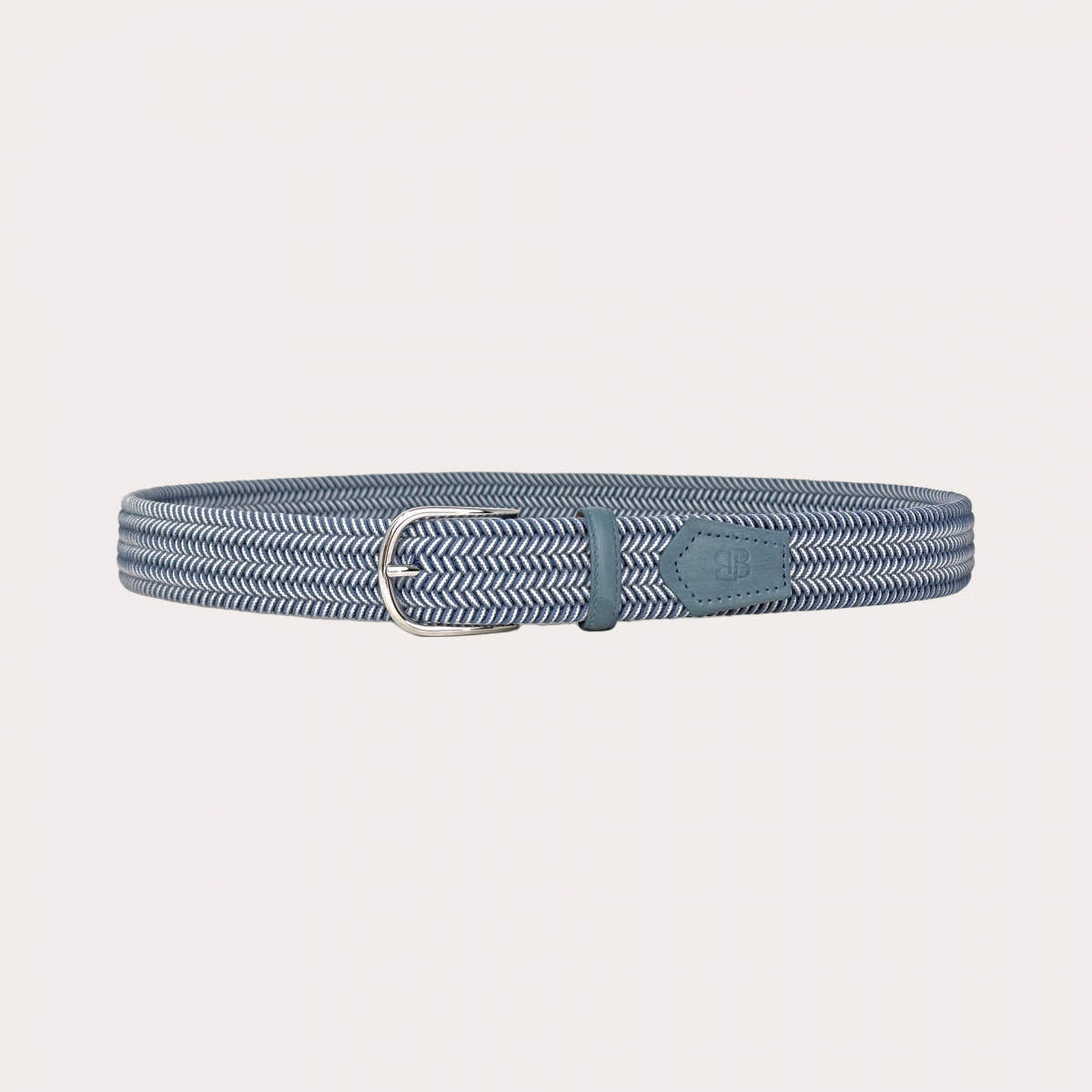 Ceinture élastique extra longue sans nickel bleu jean et blanche