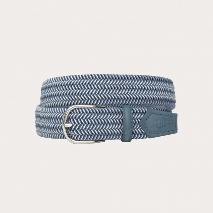 Ceinture élastique extra longue sans nickel bleu jean et blanche