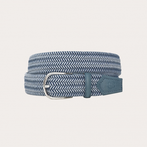 Nickel-free elastic belt in blue jeans and white