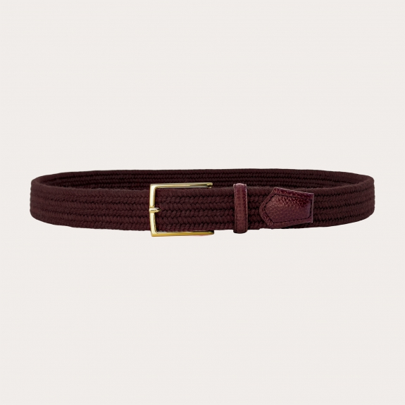 Ceinture en laine tressée élastique bordeaux extra longue