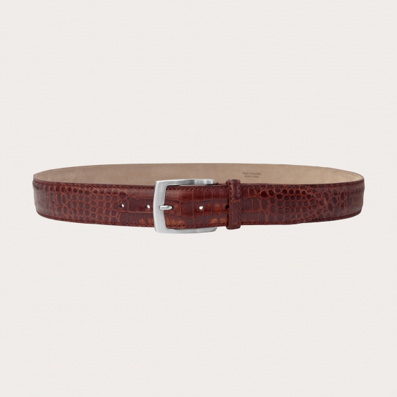 Ceinture en cuir de crocodile cognac