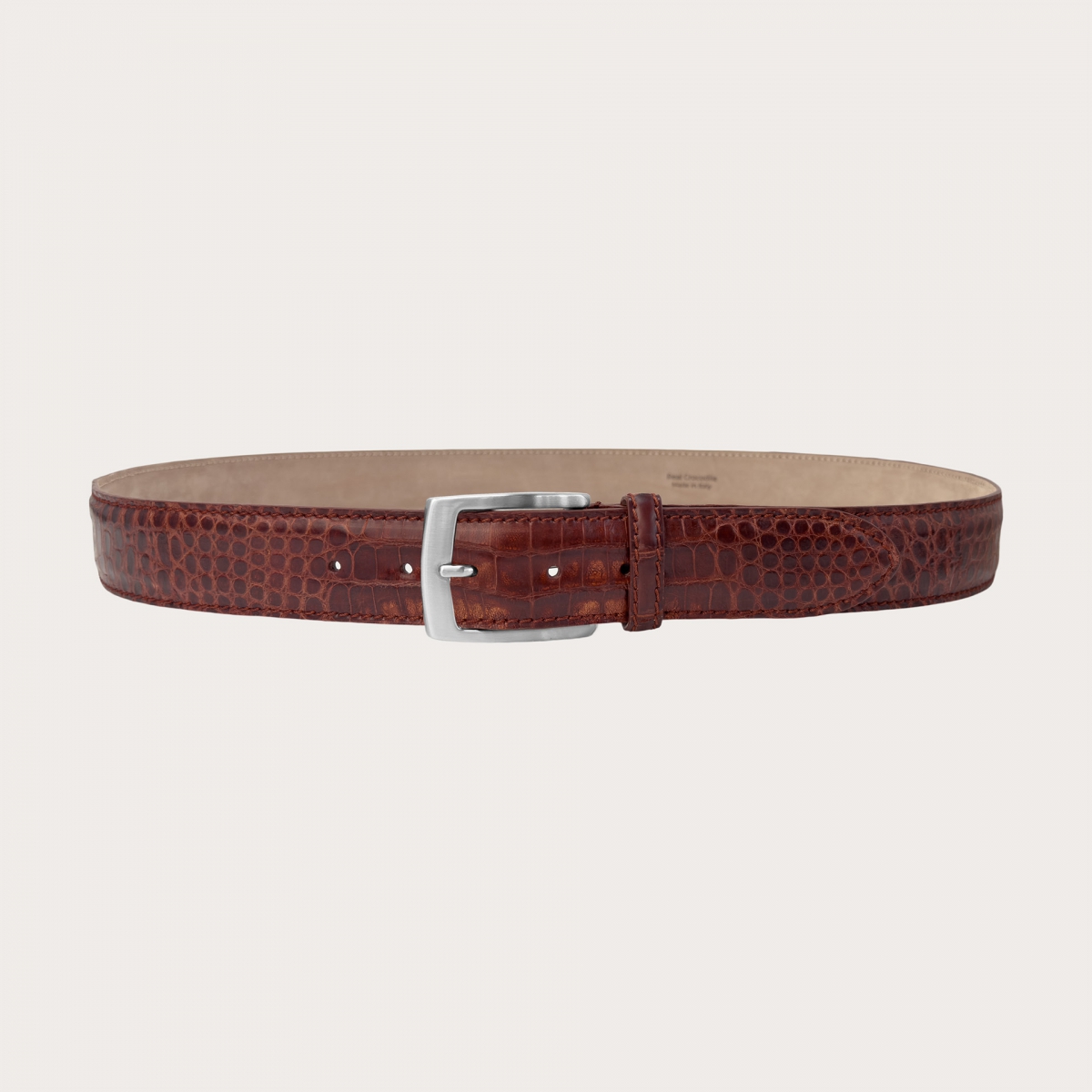 Ceinture en cuir de crocodile cognac